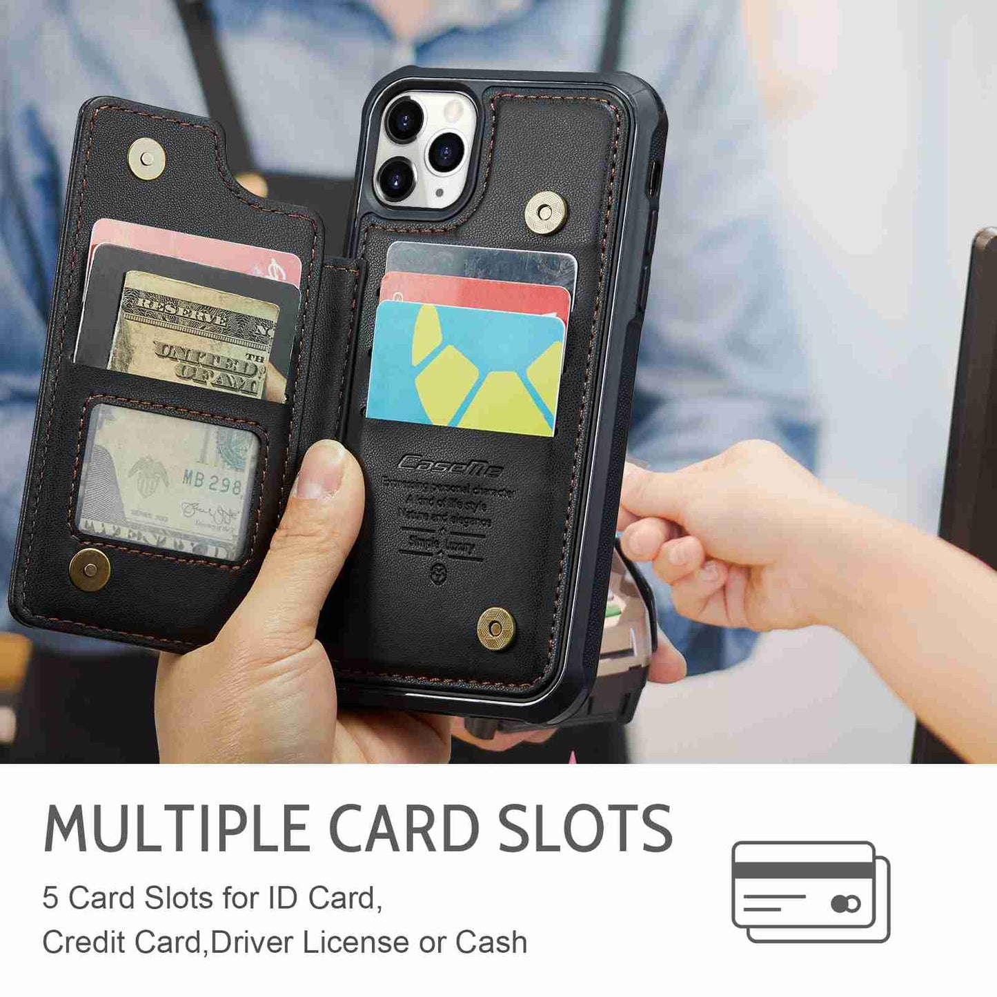 iPhone 11 Pro Max Card Slots Holder RFID Anti-theft Phone Case