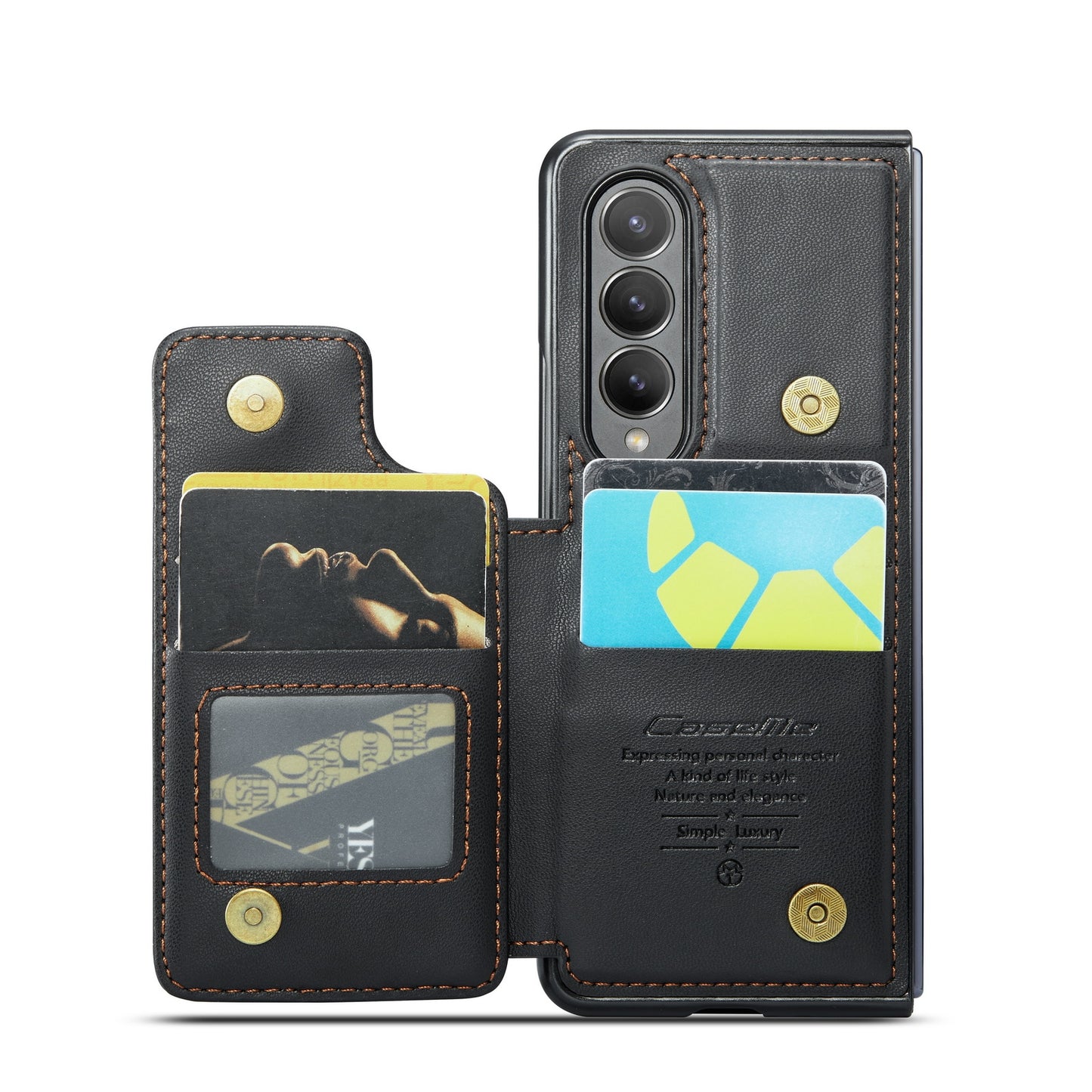 For Samsung Galaxy Z Fold4 CaseMe C22 Card Slots Holder RFID Anti-theft Phone Case