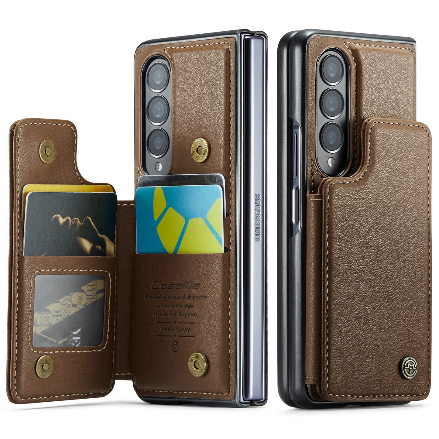 For Samsung Galaxy Z Fold4 CaseMe C22 Card Slots Holder RFID Anti-theft Phone Case