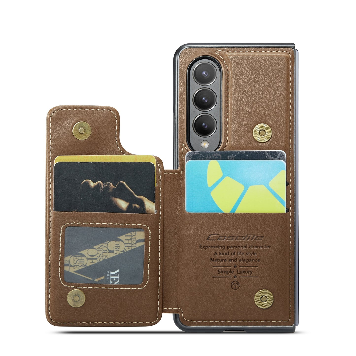 For Samsung Galaxy Z Fold4 CaseMe C22 Card Slots Holder RFID Anti-theft Phone Case