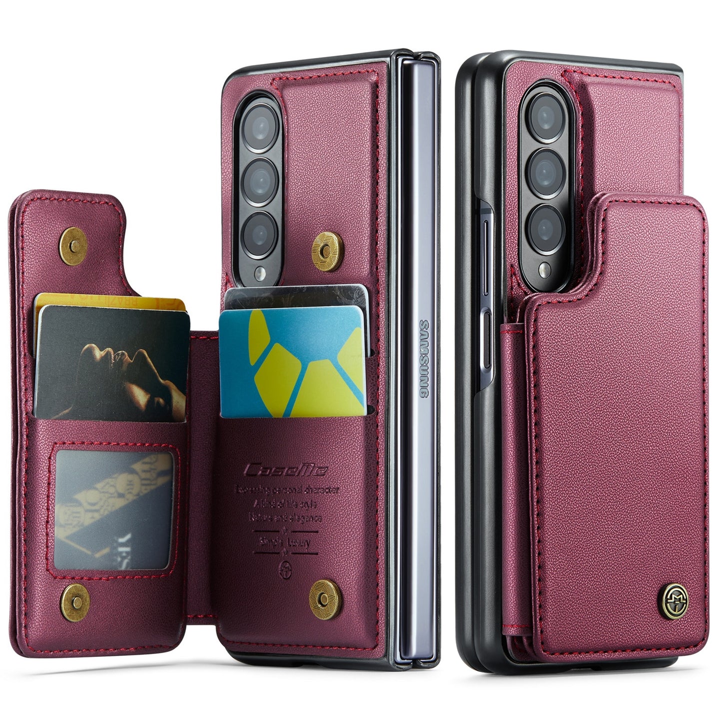 For Samsung Galaxy Z Fold4 CaseMe C22 Card Slots Holder RFID Anti-theft Phone Case