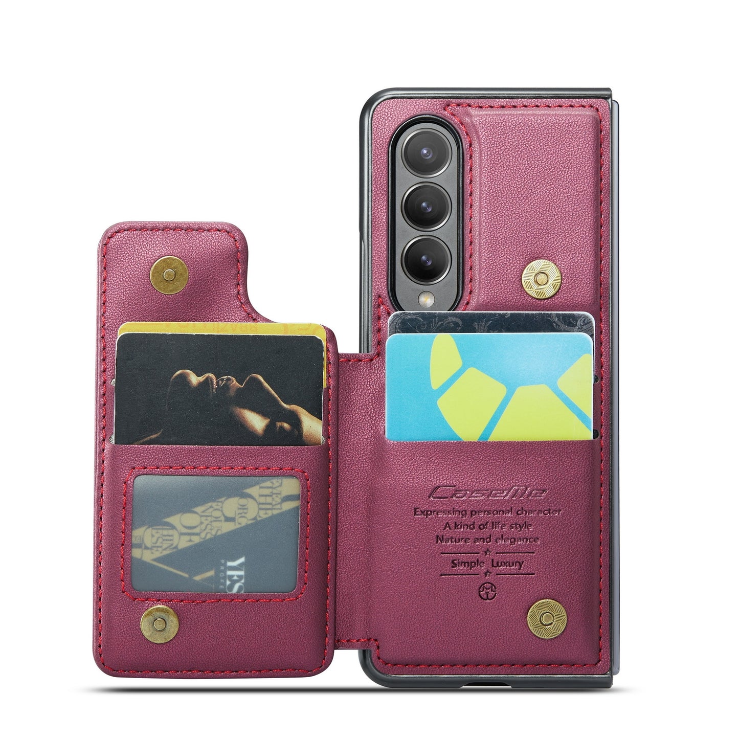 For Samsung Galaxy Z Fold4 CaseMe C22 Card Slots Holder RFID Anti-theft Phone Case