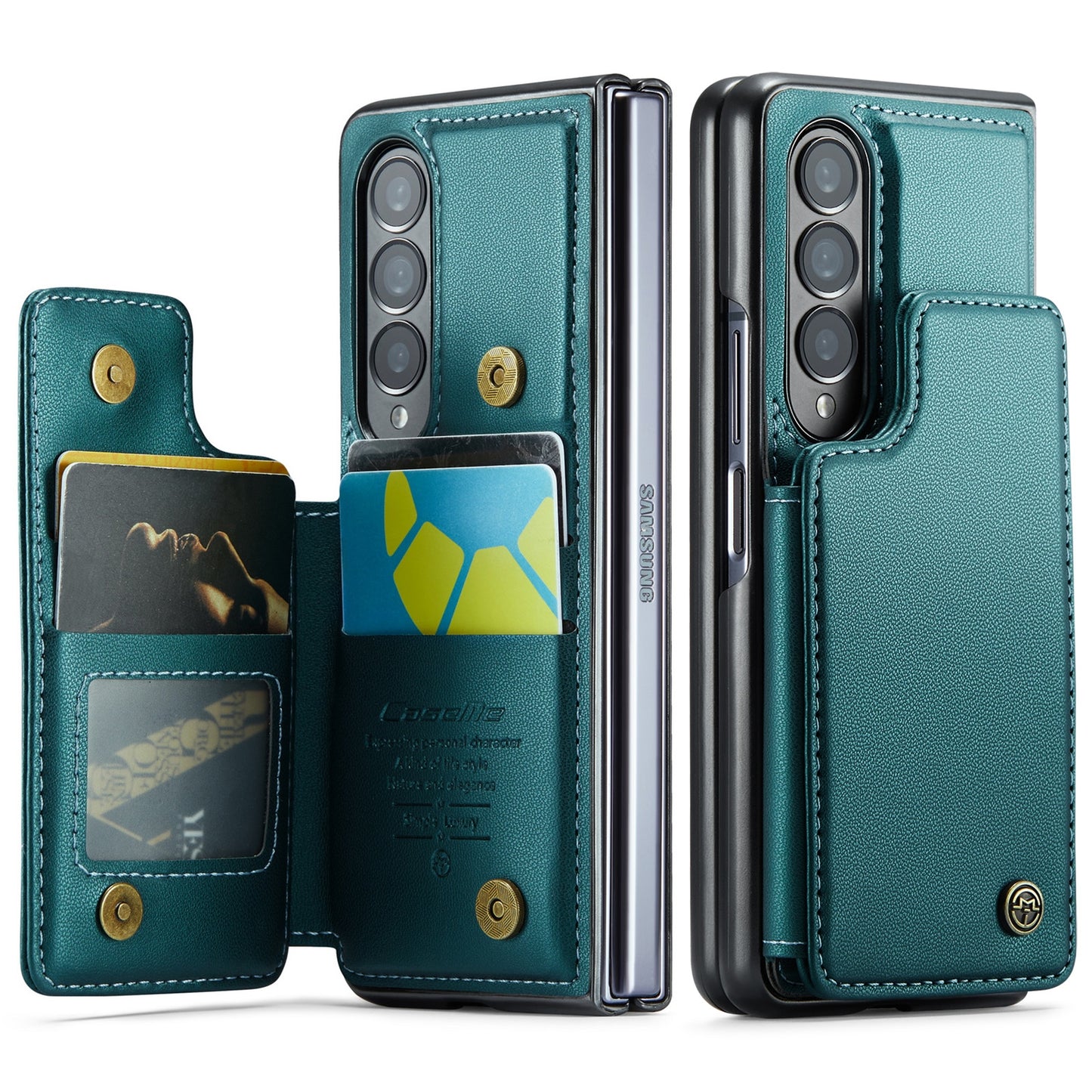 For Samsung Galaxy Z Fold4 CaseMe C22 Card Slots Holder RFID Anti-theft Phone Case