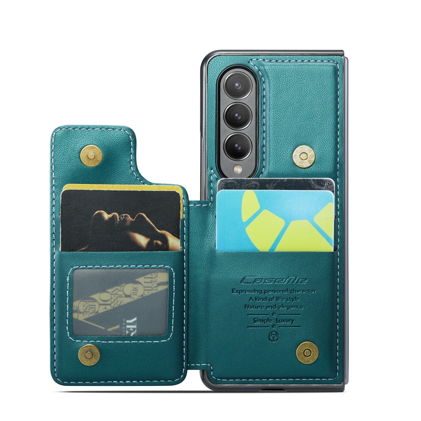 For Samsung Galaxy Z Fold4 CaseMe C22 Card Slots Holder RFID Anti-theft Phone Case