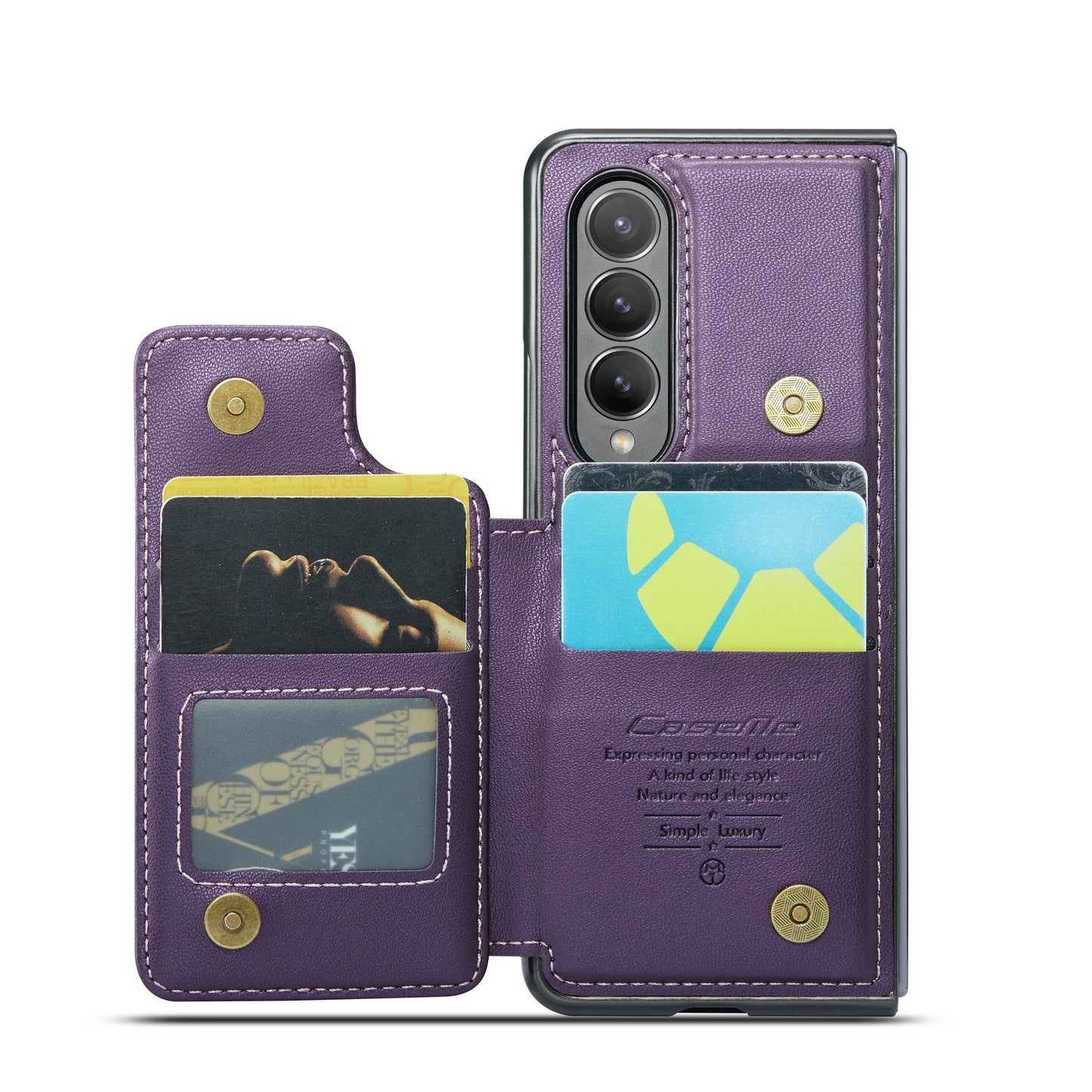 For Samsung Galaxy Z Fold4 CaseMe C22 Card Slots Holder RFID Anti-theft Phone Case