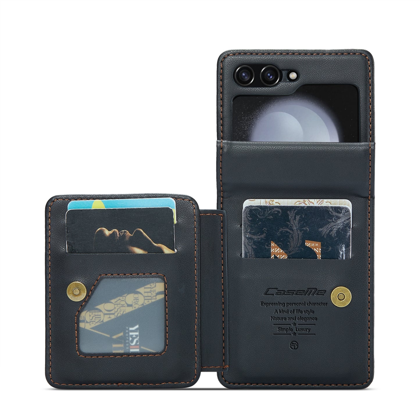 For Samsung Galaxy Z Flip5 CaseMe C22 Card Slots Holder RFID Anti-theft Phone Case