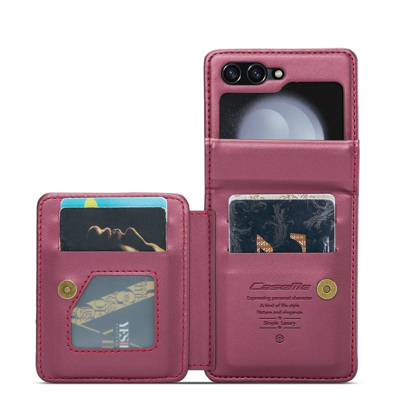 For Samsung Galaxy Z Flip5 CaseMe C22 Card Slots Holder RFID Anti-theft Phone Case