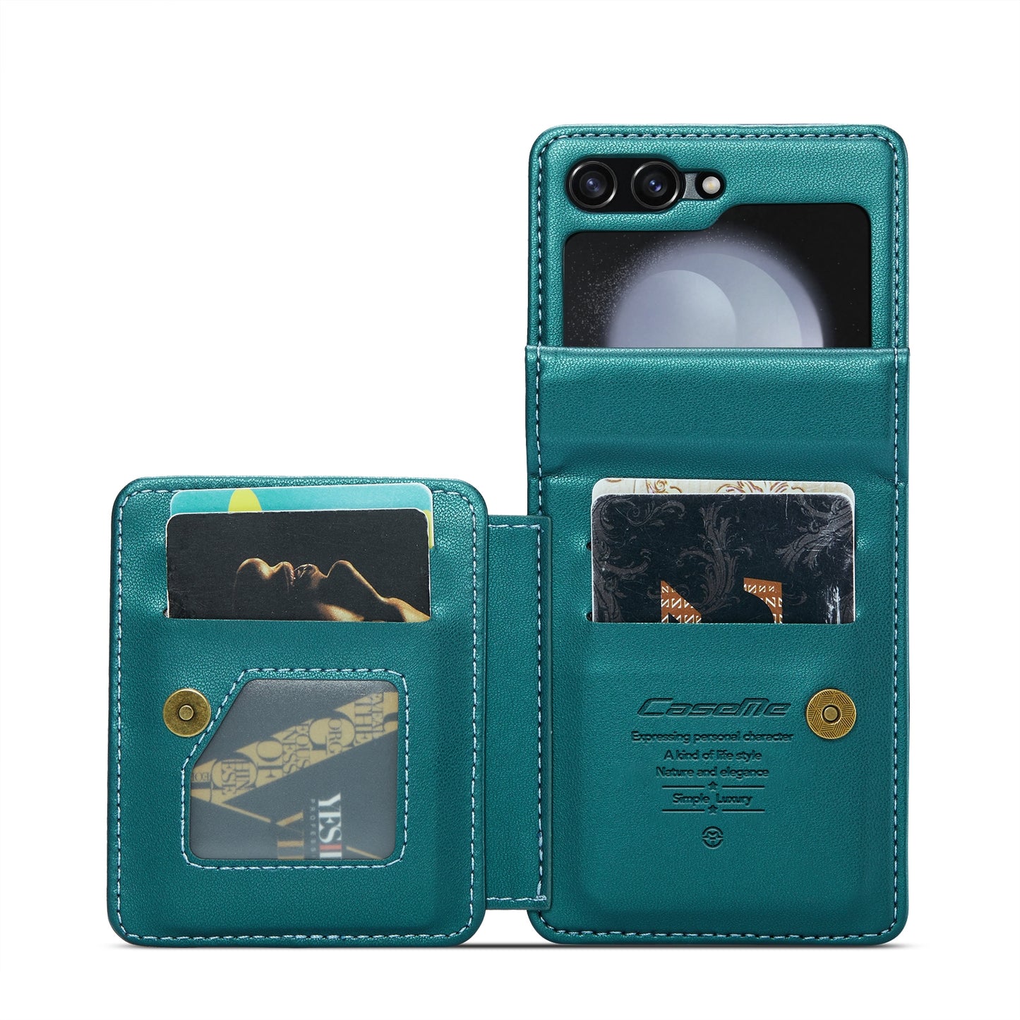 For Samsung Galaxy Z Flip5 CaseMe C22 Card Slots Holder RFID Anti-theft Phone Case