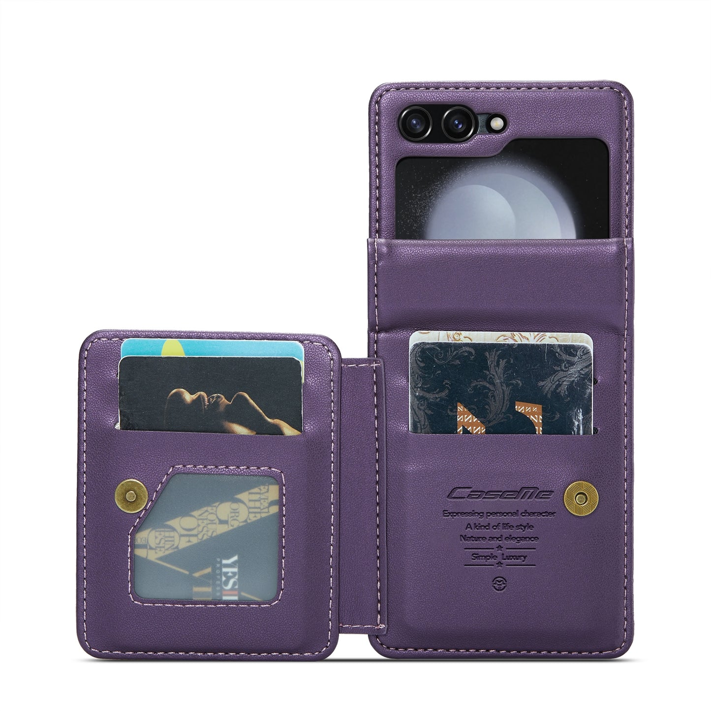 For Samsung Galaxy Z Flip5 CaseMe C22 Card Slots Holder RFID Anti-theft Phone Case