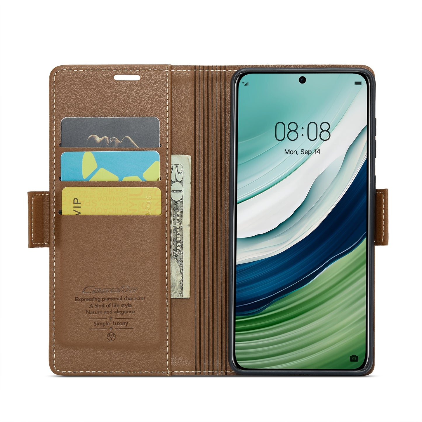 For Huawei Mate 60 RFID Leather Case - Litchi Texture with Butterfly Buckle, Wallet & Stand