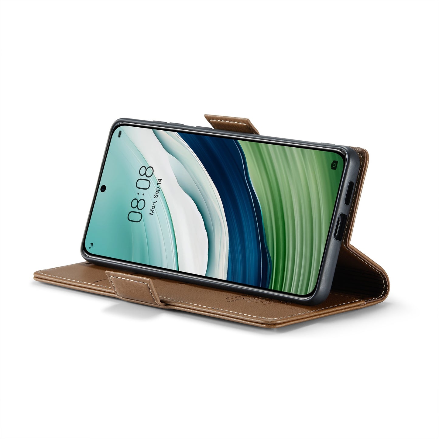For Huawei Mate 60 RFID Leather Case - Litchi Texture with Butterfly Buckle, Wallet & Stand
