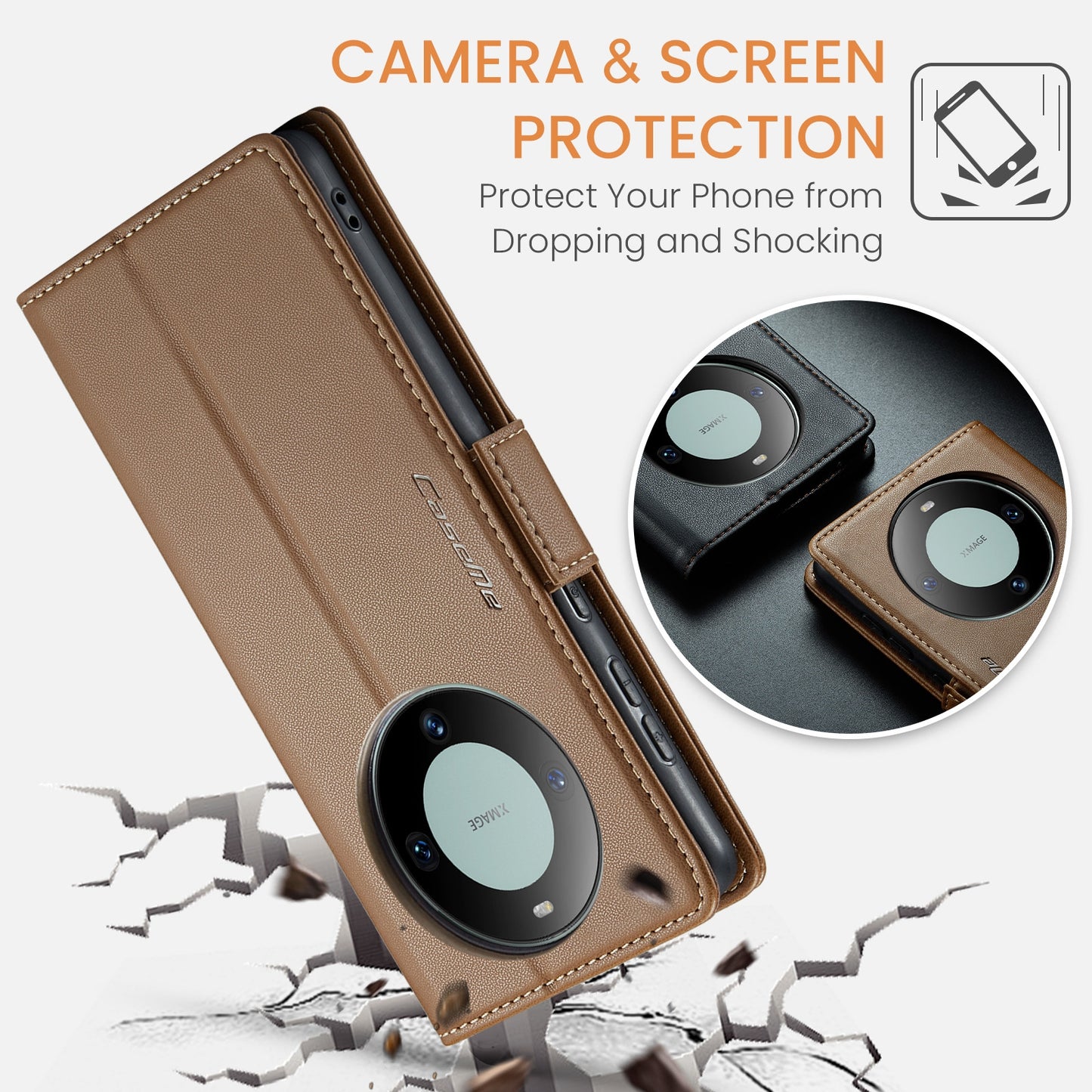 For Huawei Mate 60 RFID Leather Case - Litchi Texture with Butterfly Buckle, Wallet & Stand