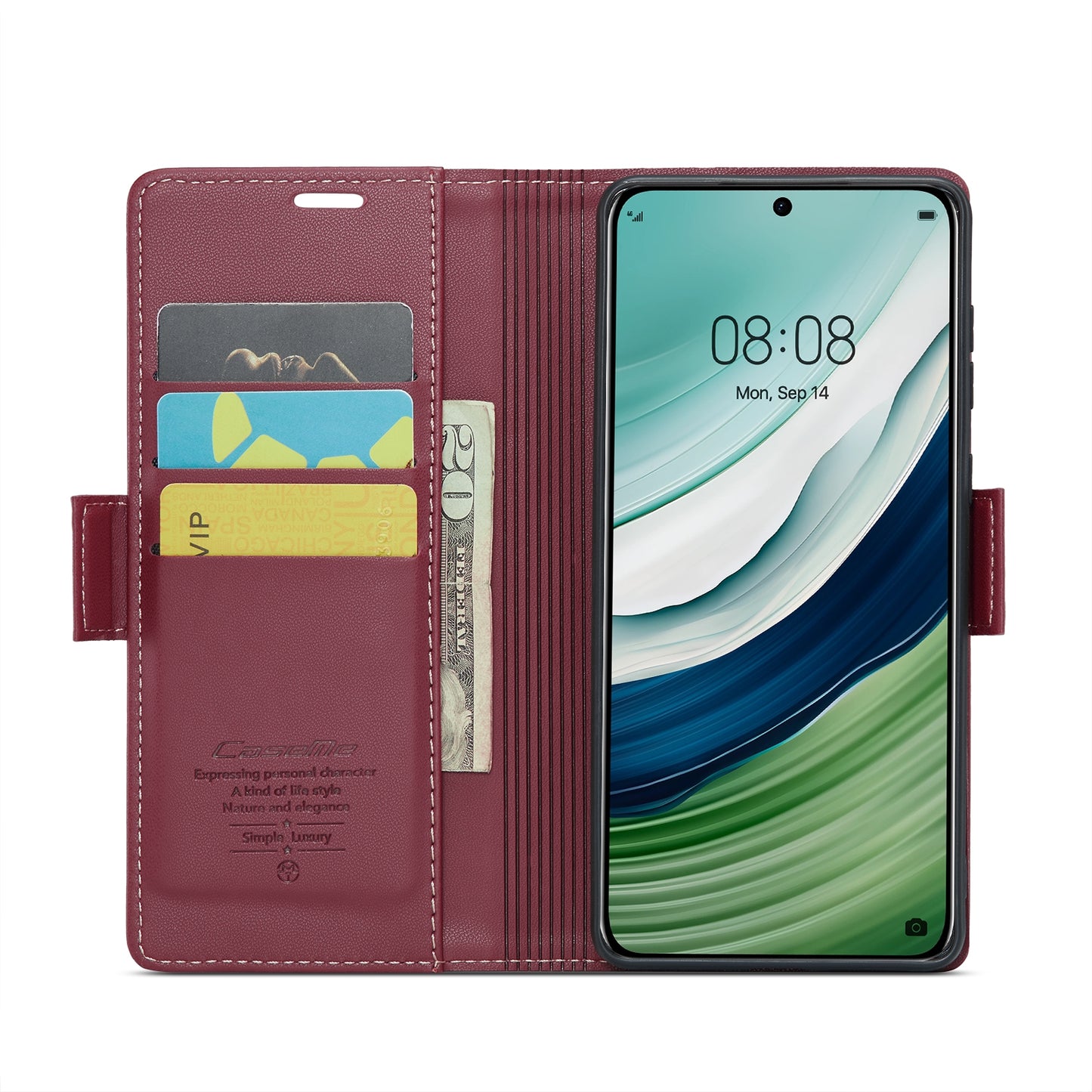 For Huawei Mate 60 RFID Leather Case - Litchi Texture with Butterfly Buckle, Wallet & Stand