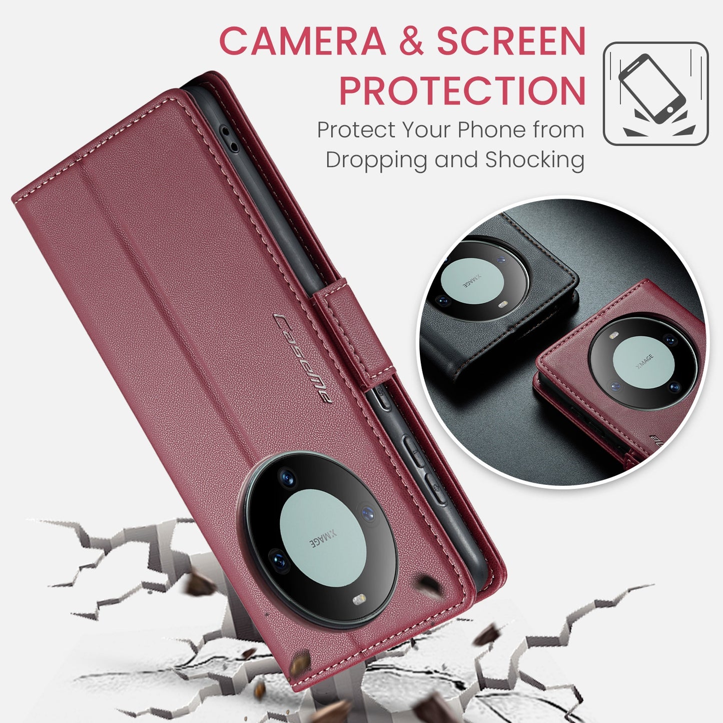 For Huawei Mate 60 RFID Leather Case - Litchi Texture with Butterfly Buckle, Wallet & Stand
