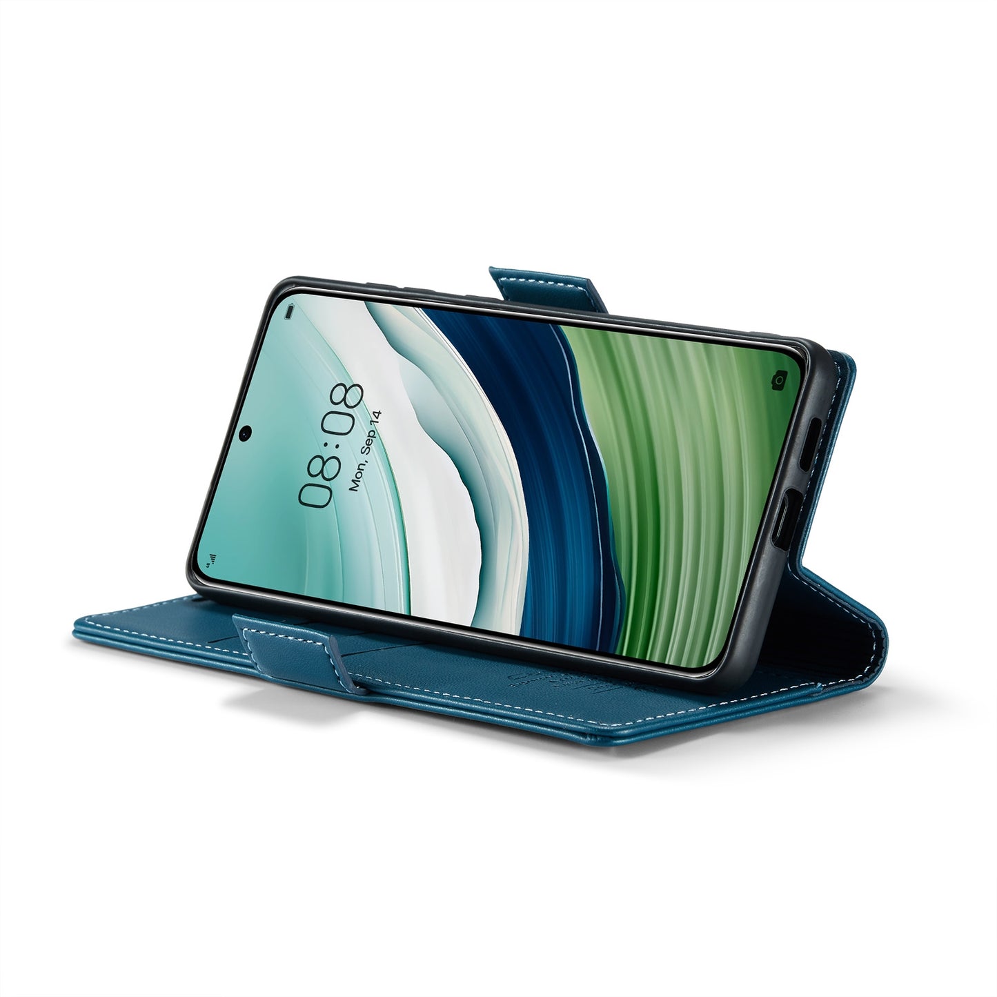 For Huawei Mate 60 RFID Leather Case - Litchi Texture with Butterfly Buckle, Wallet & Stand