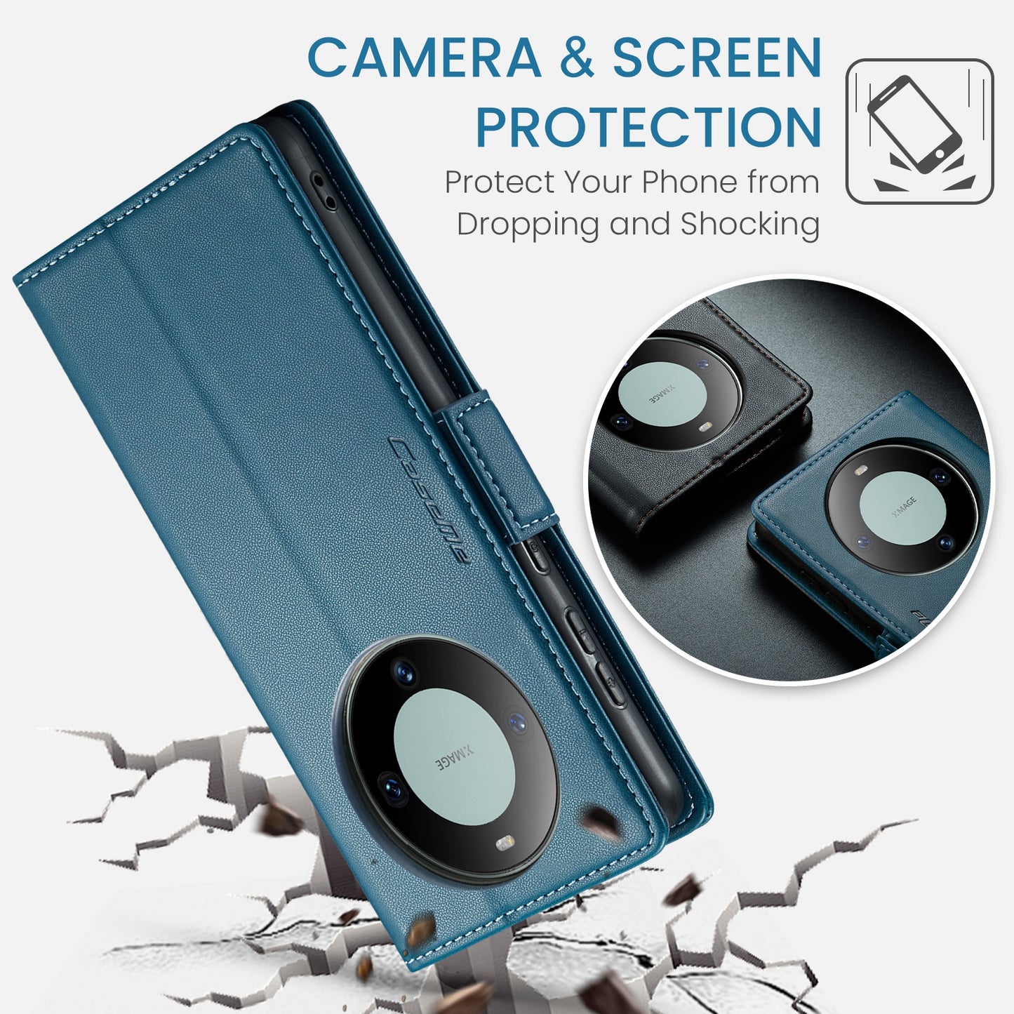 For Huawei Mate 60 RFID Leather Case - Litchi Texture with Butterfly Buckle, Wallet & Stand