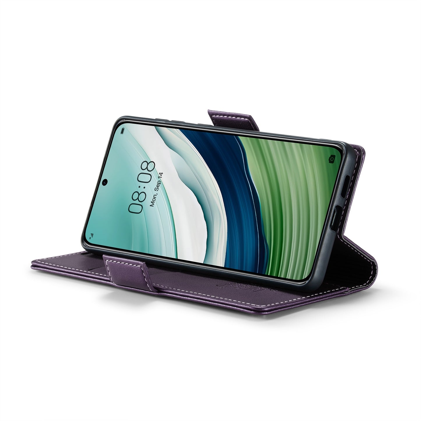 For Huawei Mate 60 RFID Leather Case - Litchi Texture with Butterfly Buckle, Wallet & Stand