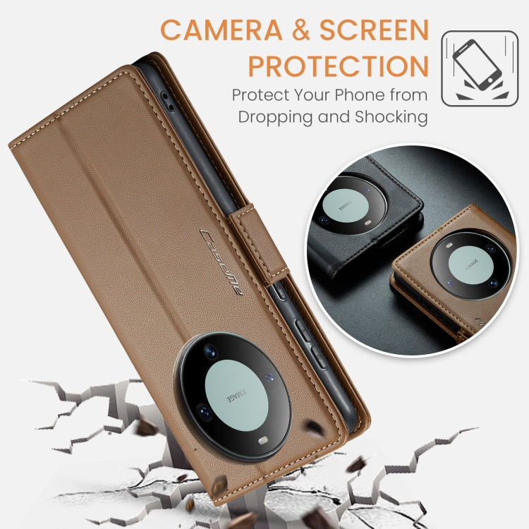 For Huawei Mate 60 Pro/Pro+ RFID Leather Case - Litchi Texture with Butterfly Buckle, Wallet & Stand