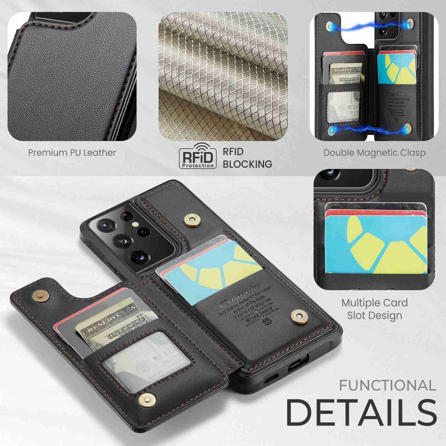 Samsung Galaxy S21 Ultra 5G Card Slots Holder RFID Anti-theft Phone Case