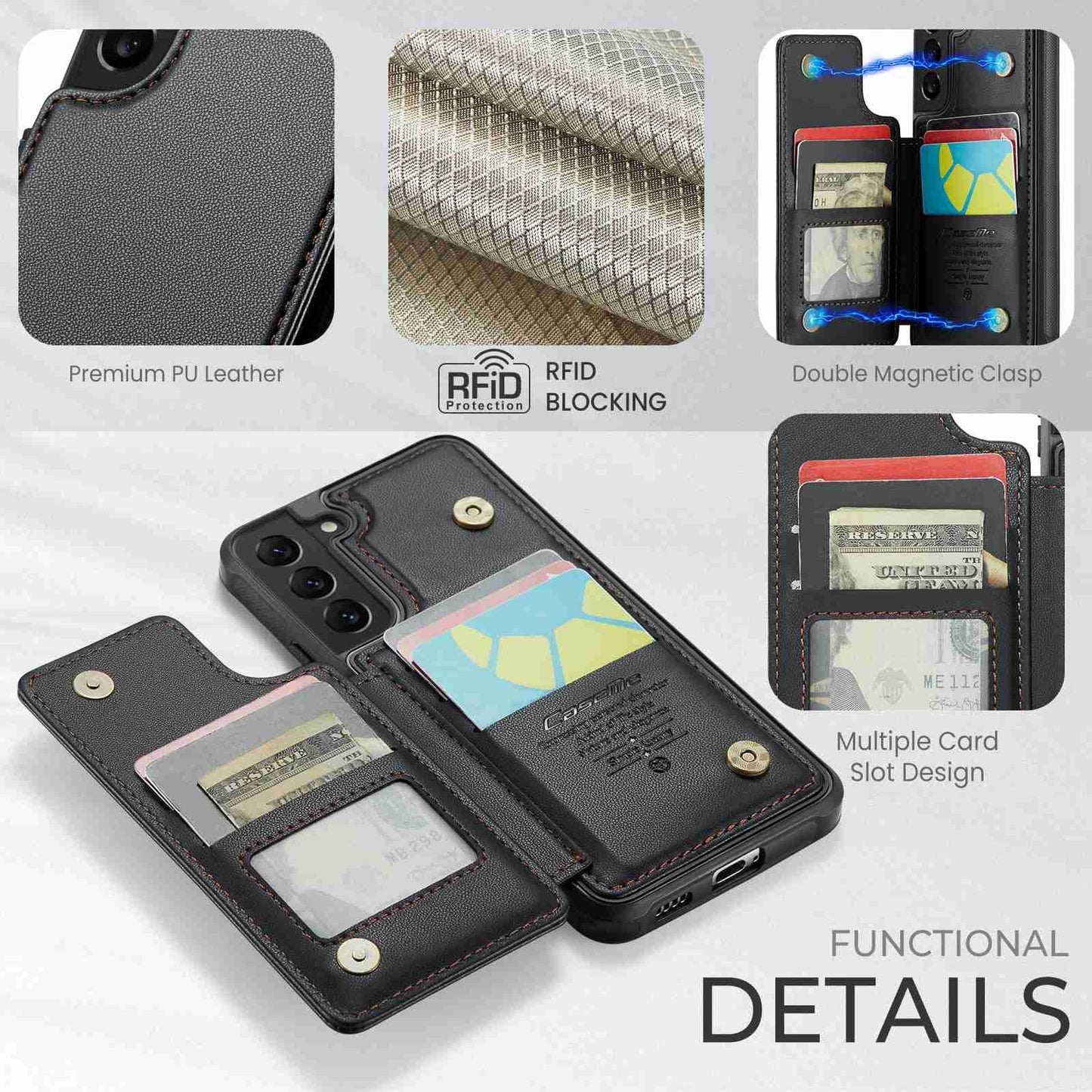 Samsung Galaxy S22+ 5G Card Slots Holder RFID Anti-theft Phone Case