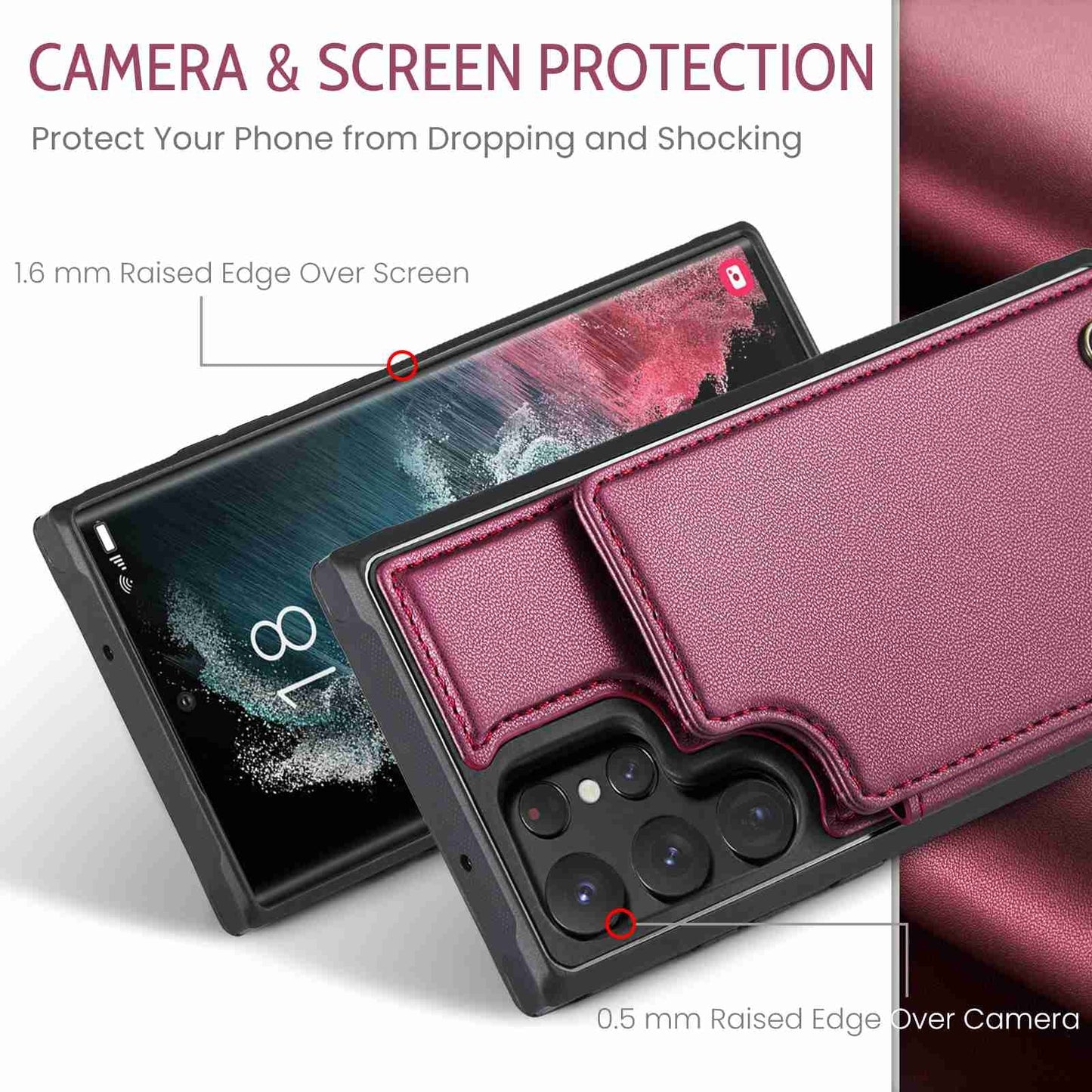 For Samsung Galaxy S22 Ultra 5G CaseMe C22 Card Slots Holder RFID Anti-theft Phone Case