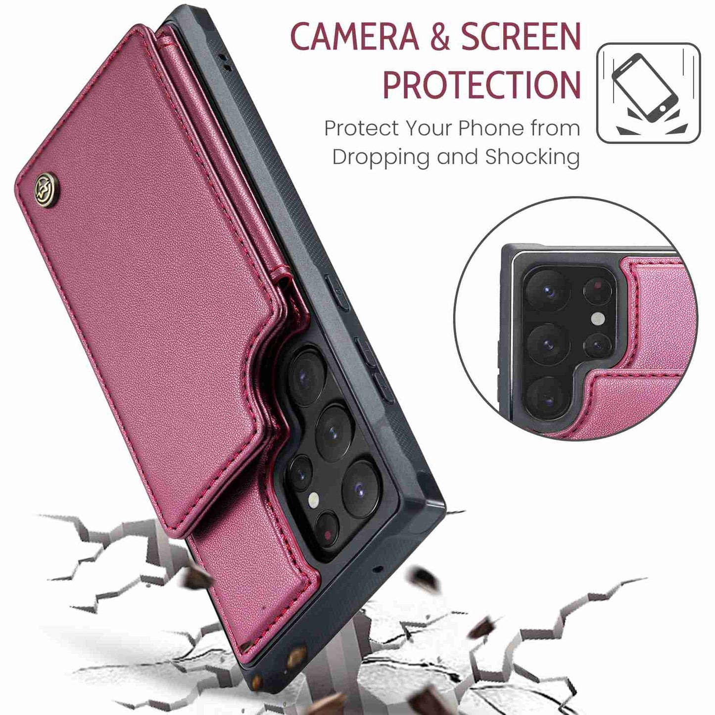 For Samsung Galaxy S22 Ultra 5G CaseMe C22 Card Slots Holder RFID Anti-theft Phone Case