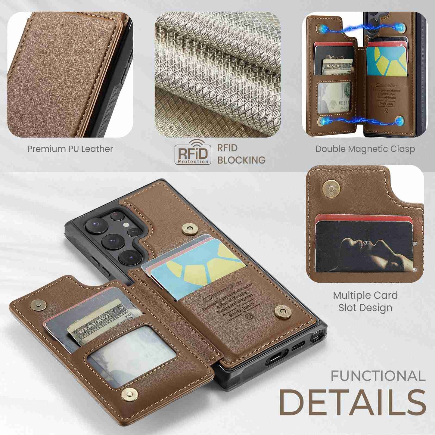 For Samsung Galaxy S22 Ultra 5G CaseMe C22 Card Slots Holder RFID Anti-theft Phone Case