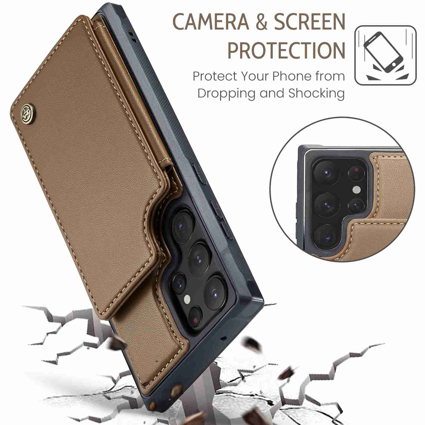 For Samsung Galaxy S22 Ultra 5G CaseMe C22 Card Slots Holder RFID Anti-theft Phone Case