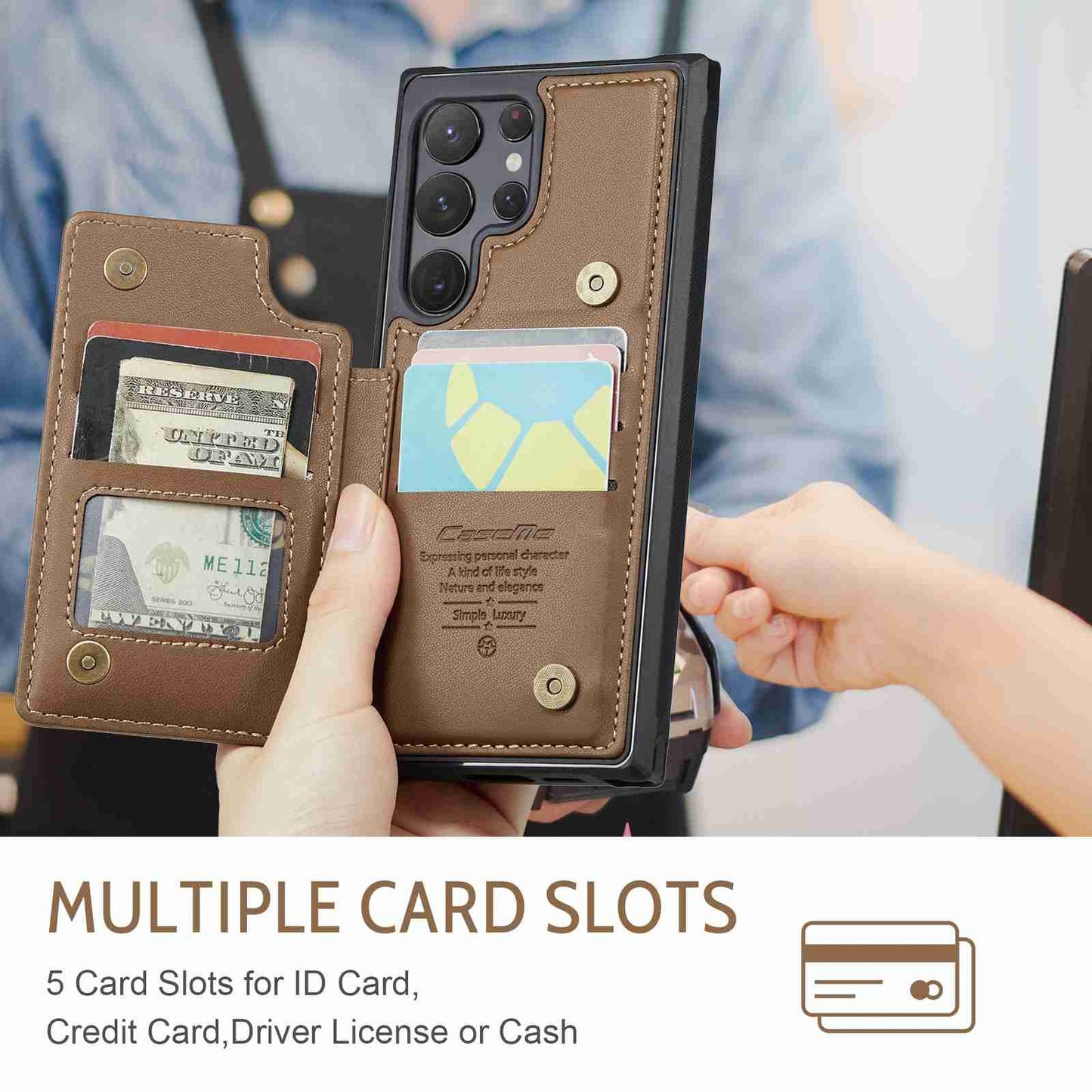 For Samsung Galaxy S22 Ultra 5G CaseMe C22 Card Slots Holder RFID Anti-theft Phone Case