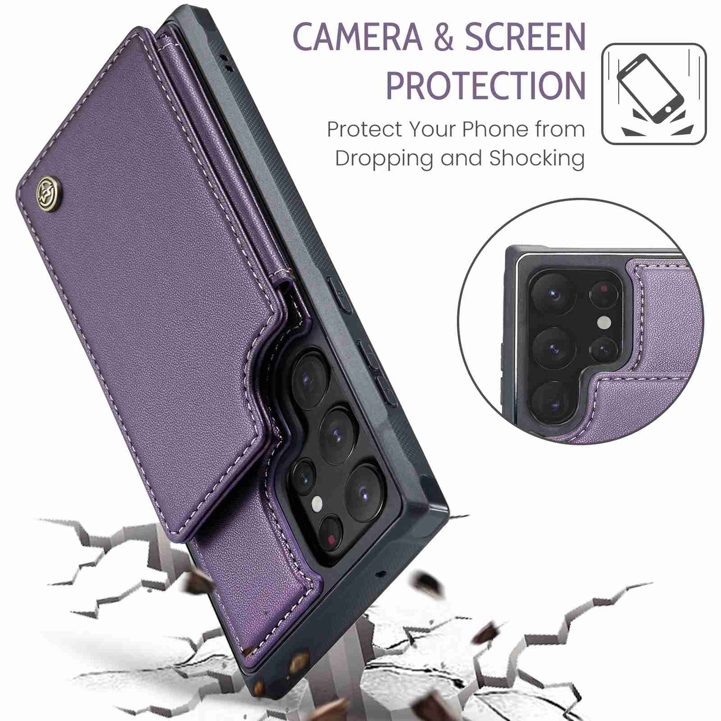 For Samsung Galaxy S22 Ultra 5G CaseMe C22 Card Slots Holder RFID Anti-theft Phone Case