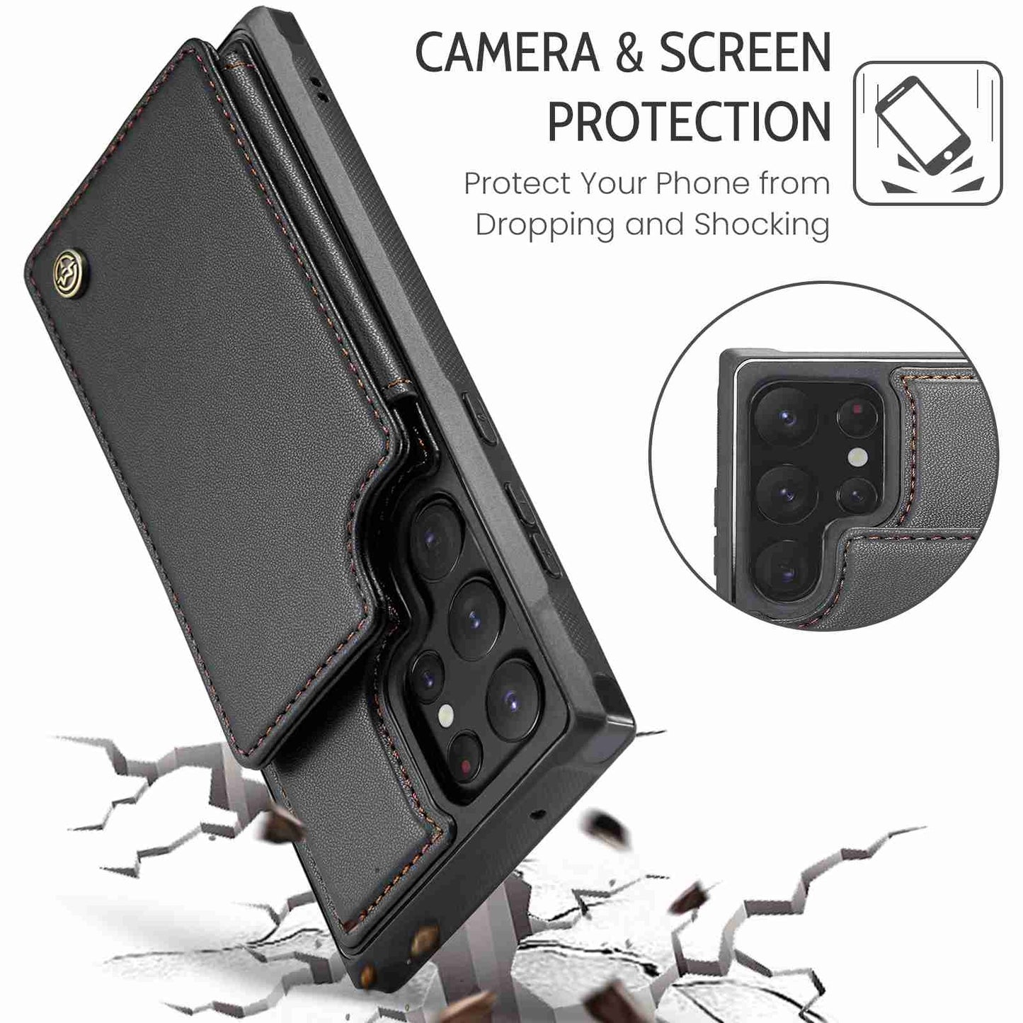 For Samsung Galaxy S22 Ultra 5G CaseMe C22 Card Slots Holder RFID Anti-theft Phone Case