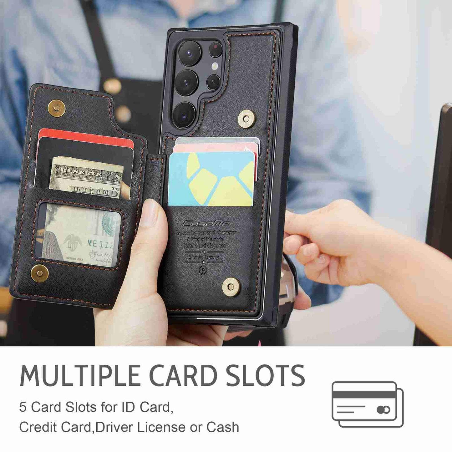 For Samsung Galaxy S22 Ultra 5G CaseMe C22 Card Slots Holder RFID Anti-theft Phone Case