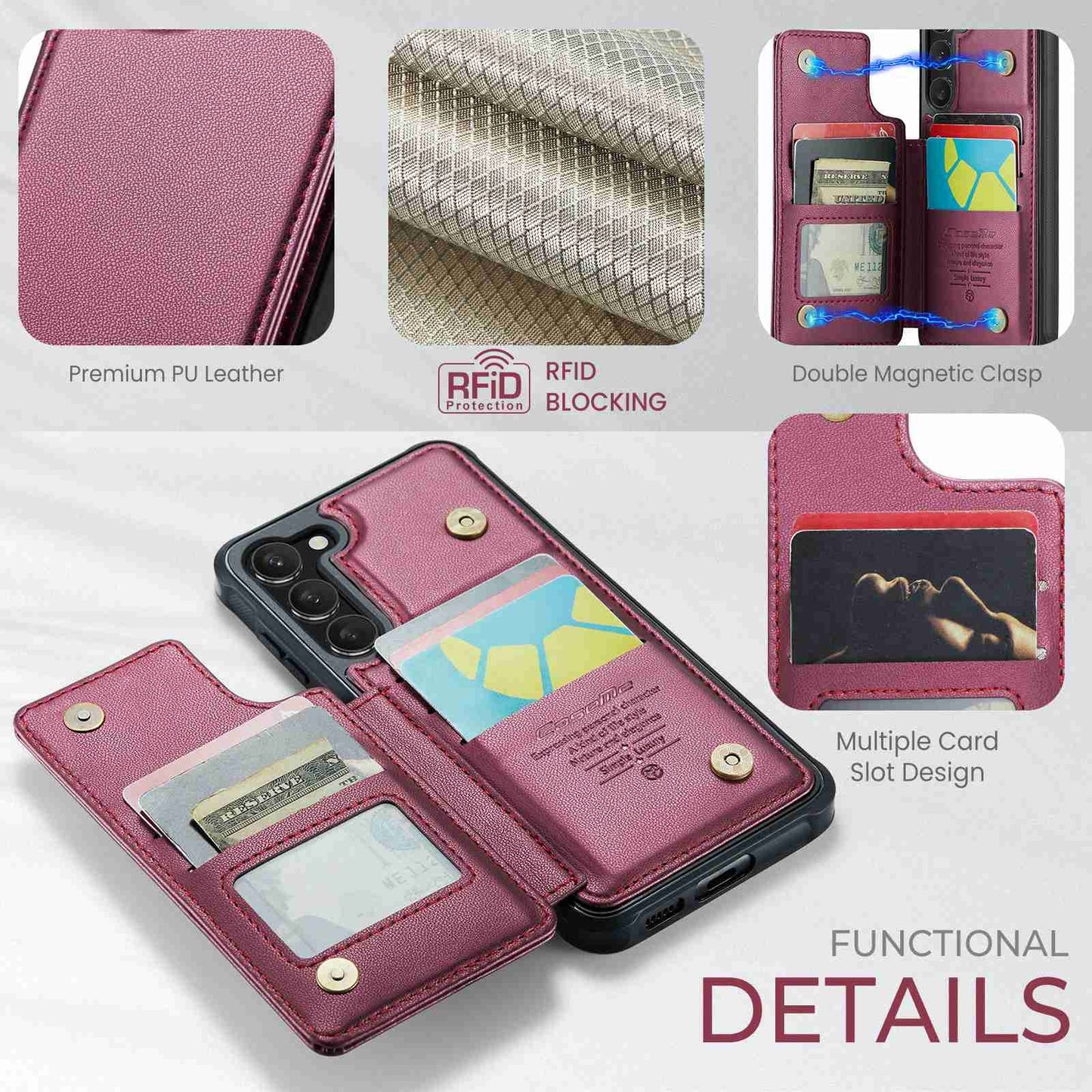 For Samsung Galaxy S23+ 5G CaseMe C22 Card Slots Holder RFID Anti-theft Phone Case
