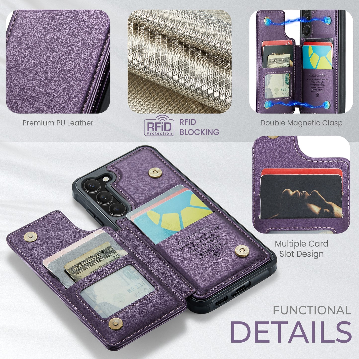 For Samsung Galaxy S23+ 5G CaseMe C22 Card Slots Holder RFID Anti-theft Phone Case