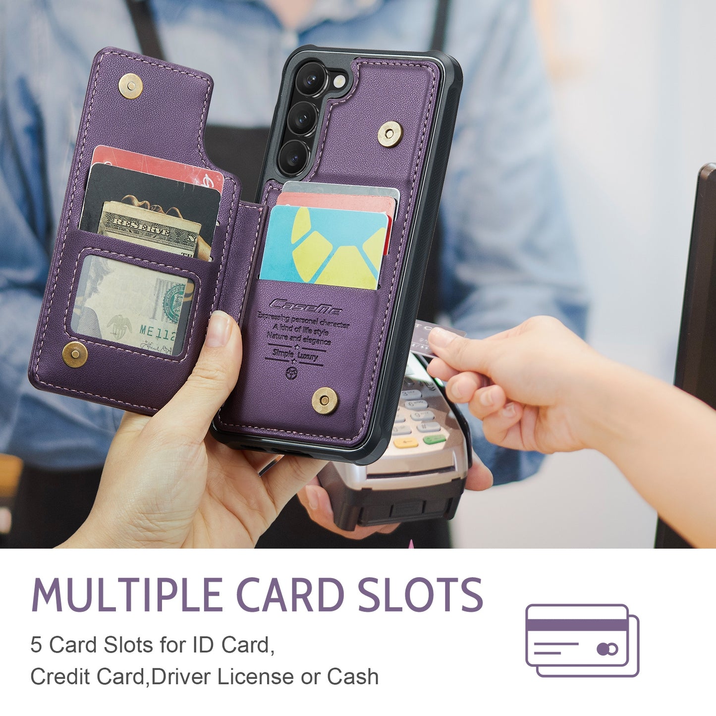For Samsung Galaxy S23+ 5G CaseMe C22 Card Slots Holder RFID Anti-theft Phone Case