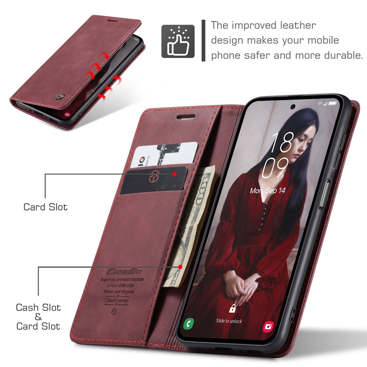 For Samsung Galaxy A35 5G Leather Wallet Case with Flip Stand and Card Slots - Elegant Design