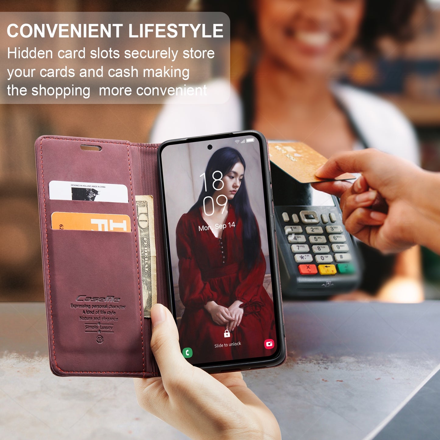 For Samsung Galaxy A35 5G Leather Wallet Case with Flip Stand and Card Slots - Elegant Design