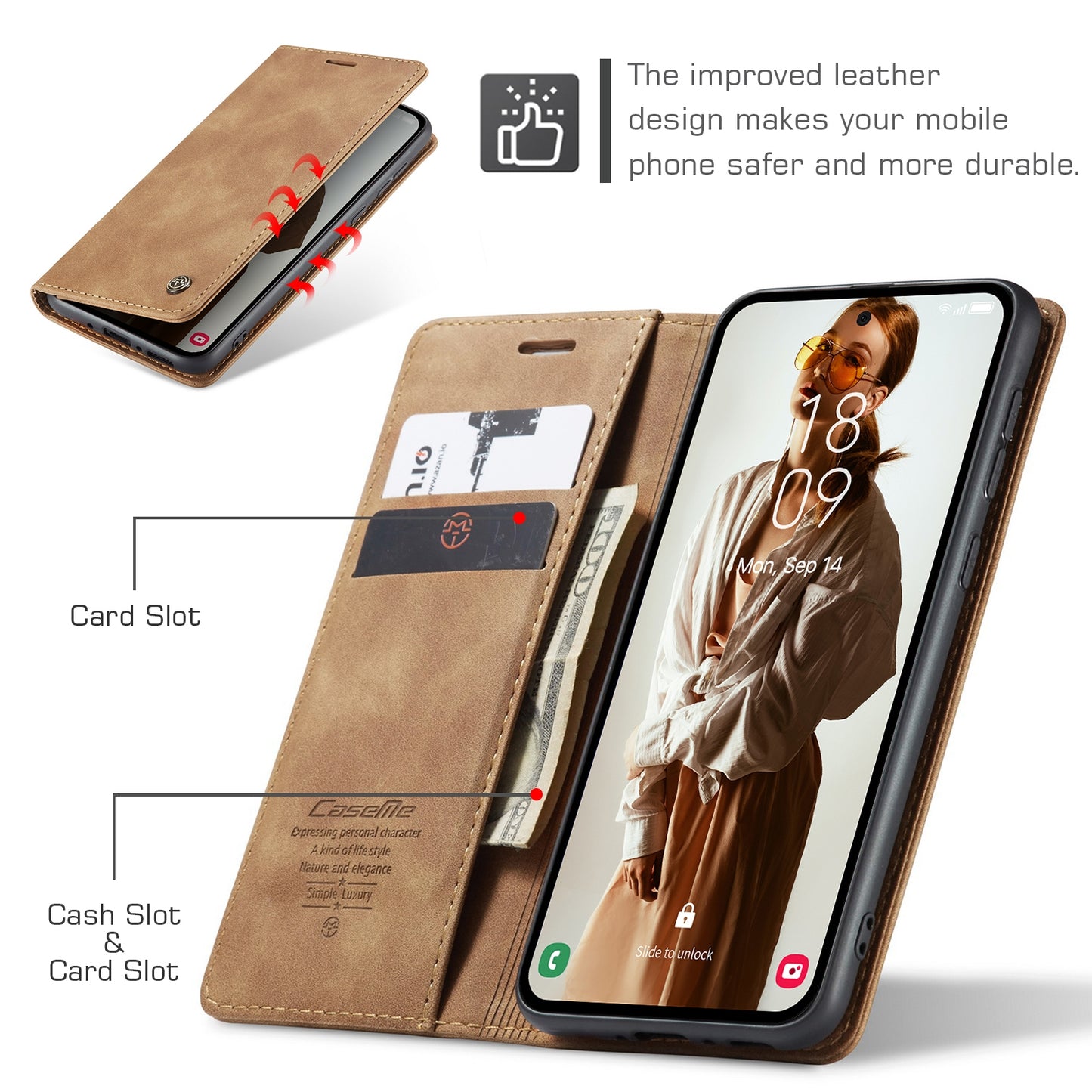 For Samsung Galaxy A35 5G Leather Wallet Case with Flip Stand and Card Slots - Elegant Design