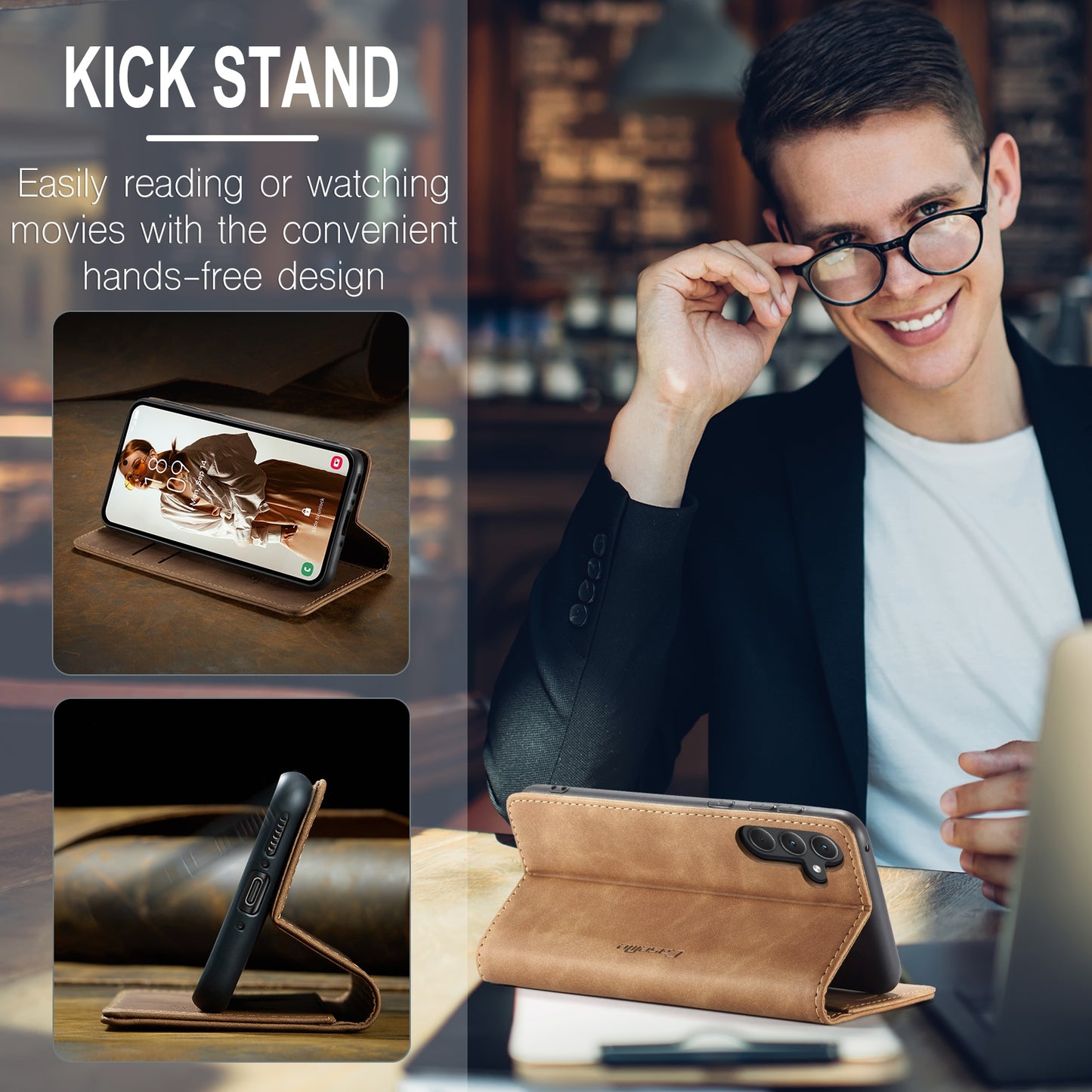 For Samsung Galaxy A35 5G Leather Wallet Case with Flip Stand and Card Slots - Elegant Design