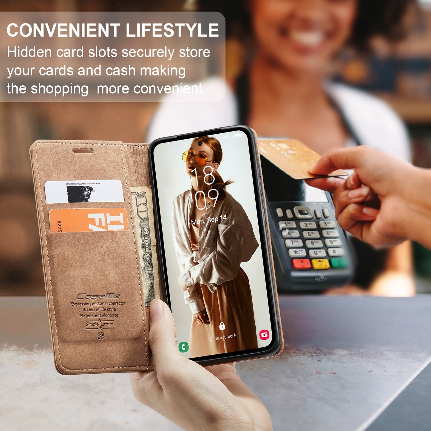 For Samsung Galaxy A35 5G Leather Wallet Case with Flip Stand and Card Slots - Elegant Design
