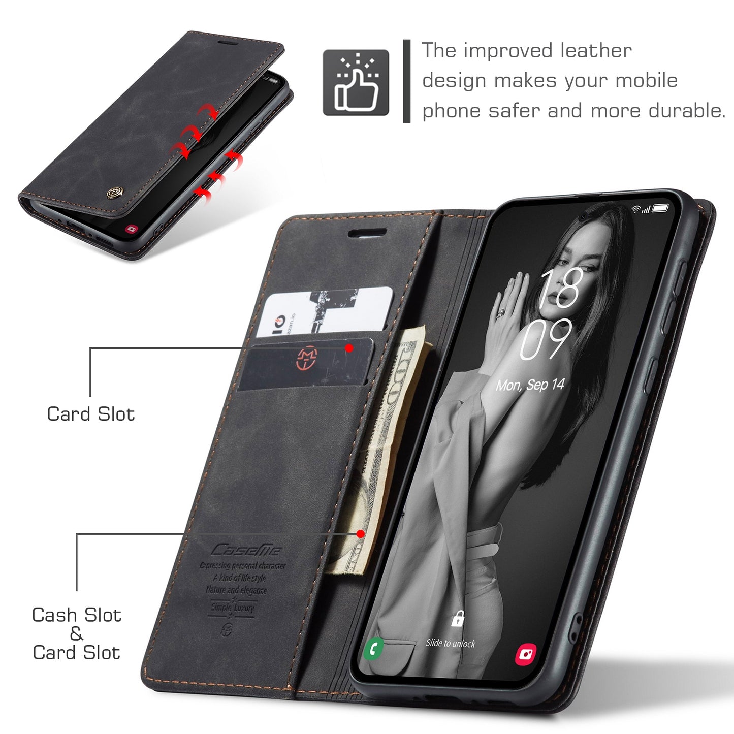 For Samsung Galaxy A35 5G Leather Wallet Case with Flip Stand and Card Slots - Elegant Design