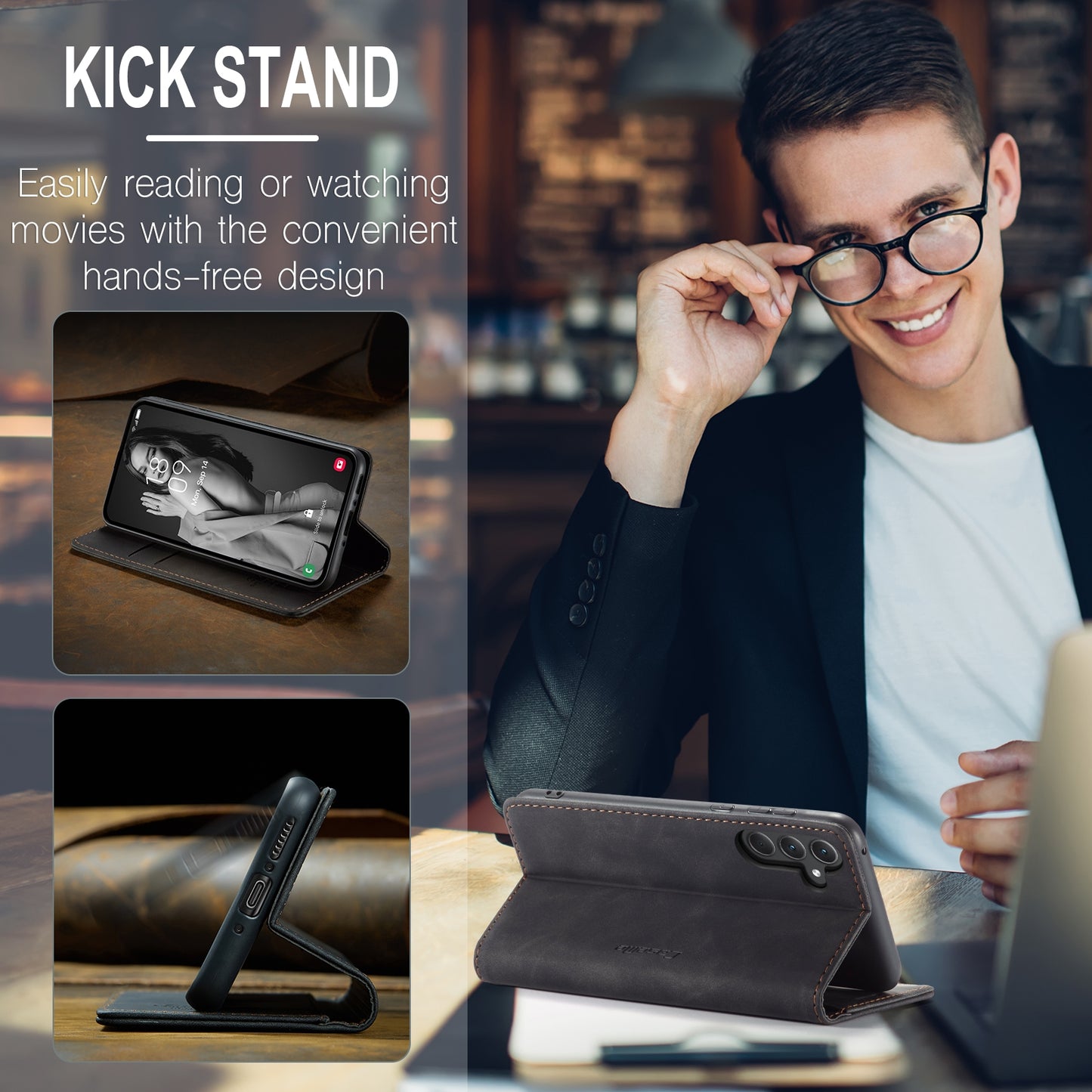 For Samsung Galaxy A35 5G Leather Wallet Case with Flip Stand and Card Slots - Elegant Design