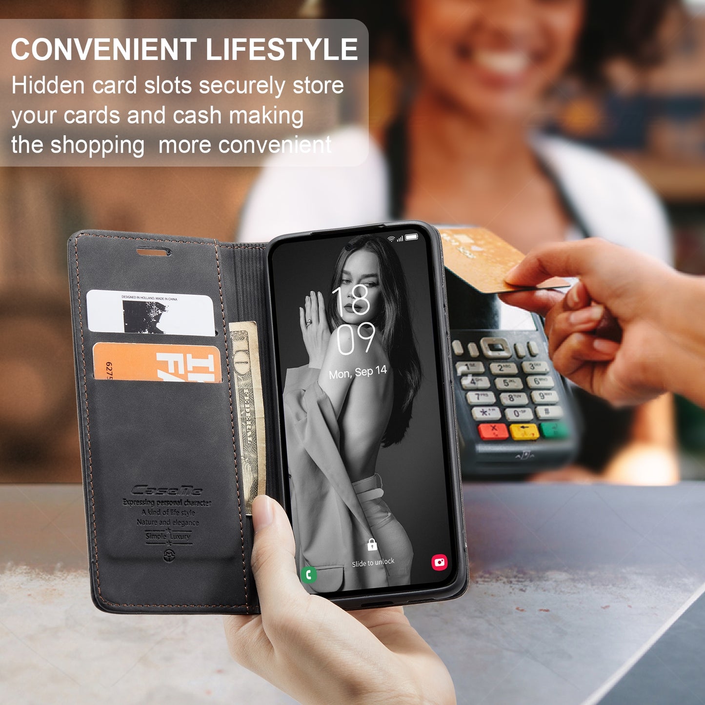 For Samsung Galaxy A35 5G Leather Wallet Case with Flip Stand and Card Slots - Elegant Design