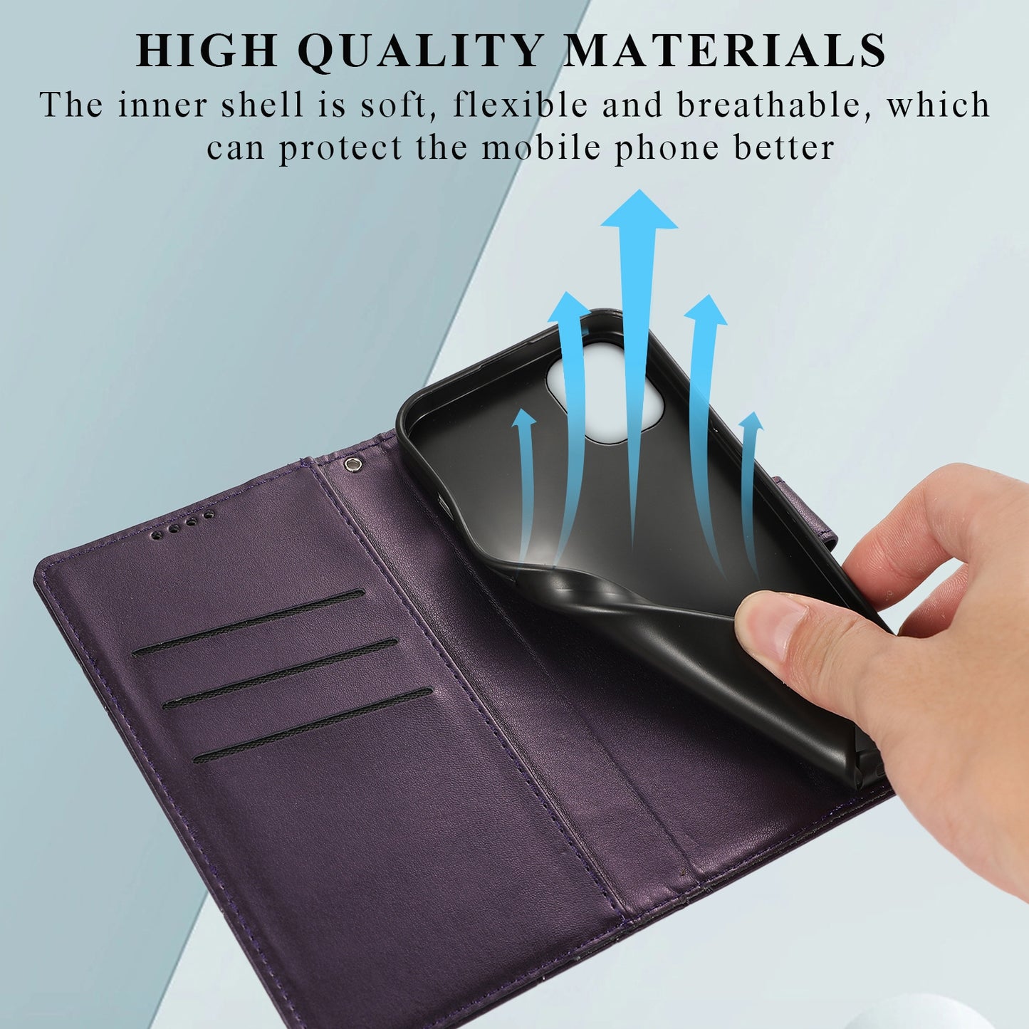 For Samsung Galaxy A04e Genuine Leather Texture Embossed Line Phone Case with Card Wallet & Kickstand