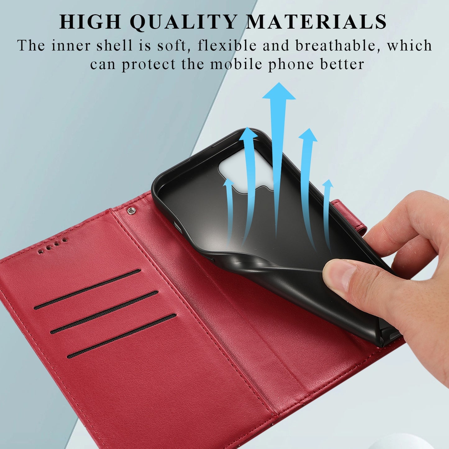 For Samsung Galaxy A22 4G Genuine Leather Texture Embossed Line Phone Case with Card Wallet & Kickstand