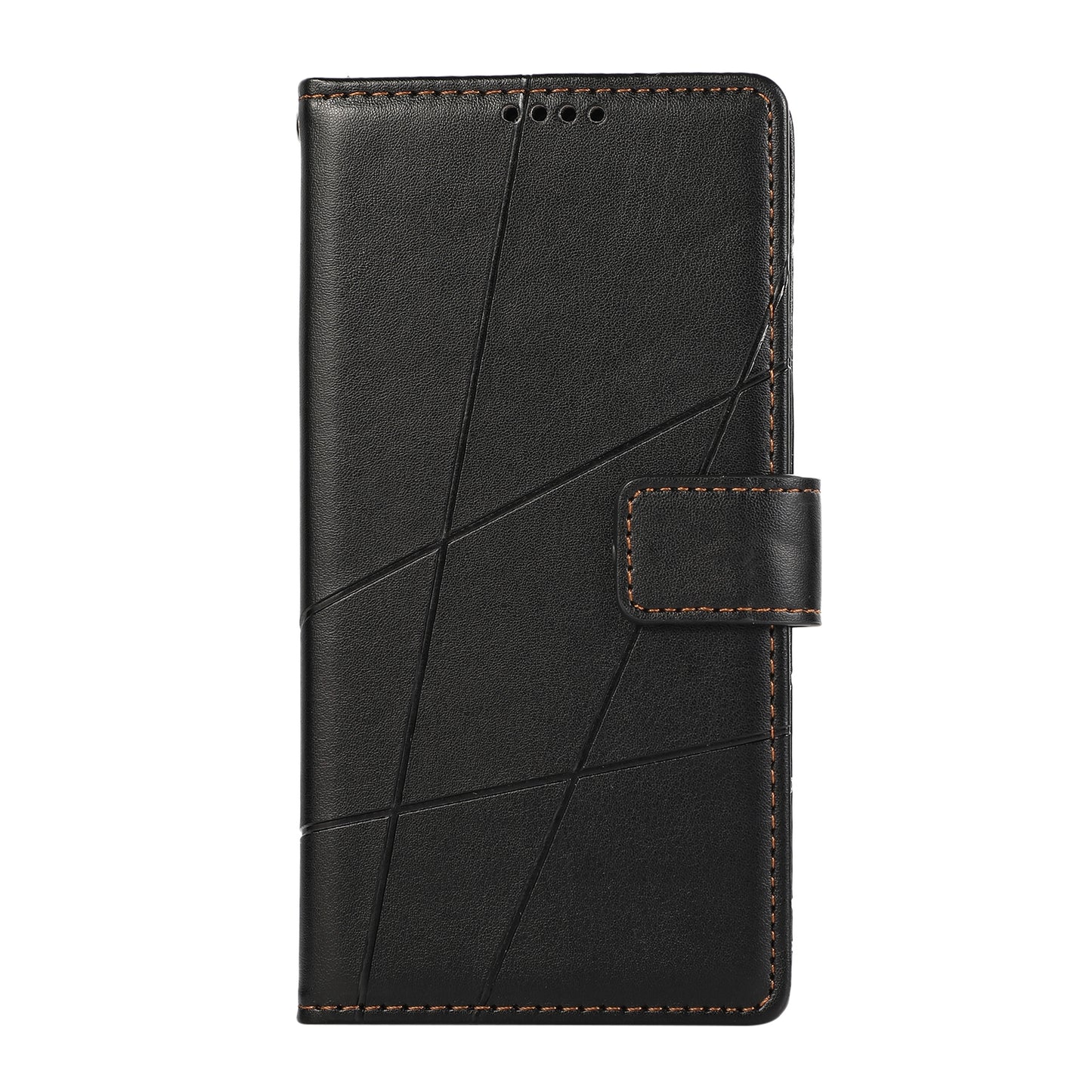For Samsung Galaxy A33 5G Genuine Leather Texture Embossed Line Phone Case with Card Wallet & Kickstand