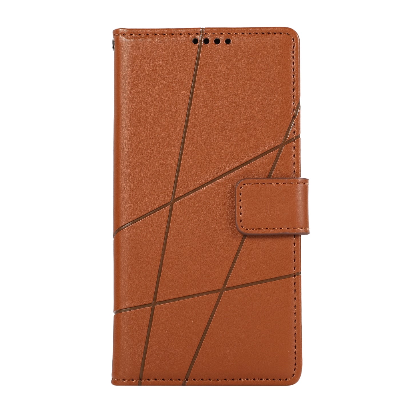 For Samsung Galaxy A33 5G Genuine Leather Texture Embossed Line Phone Case with Card Wallet & Kickstand