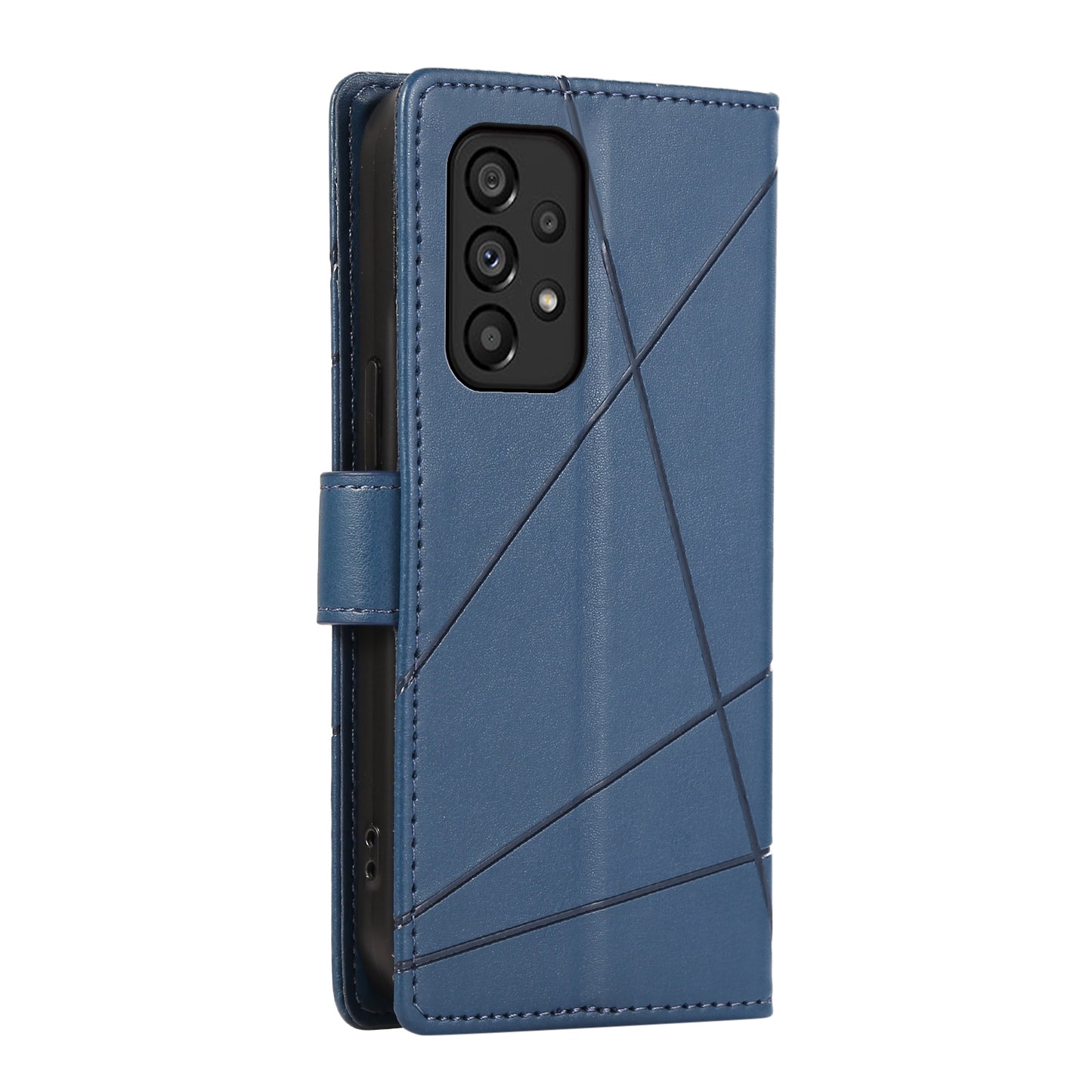For Samsung Galaxy A53 5G Genuine Leather Texture Embossed Line Phone Case with Card Wallet & Kickstand