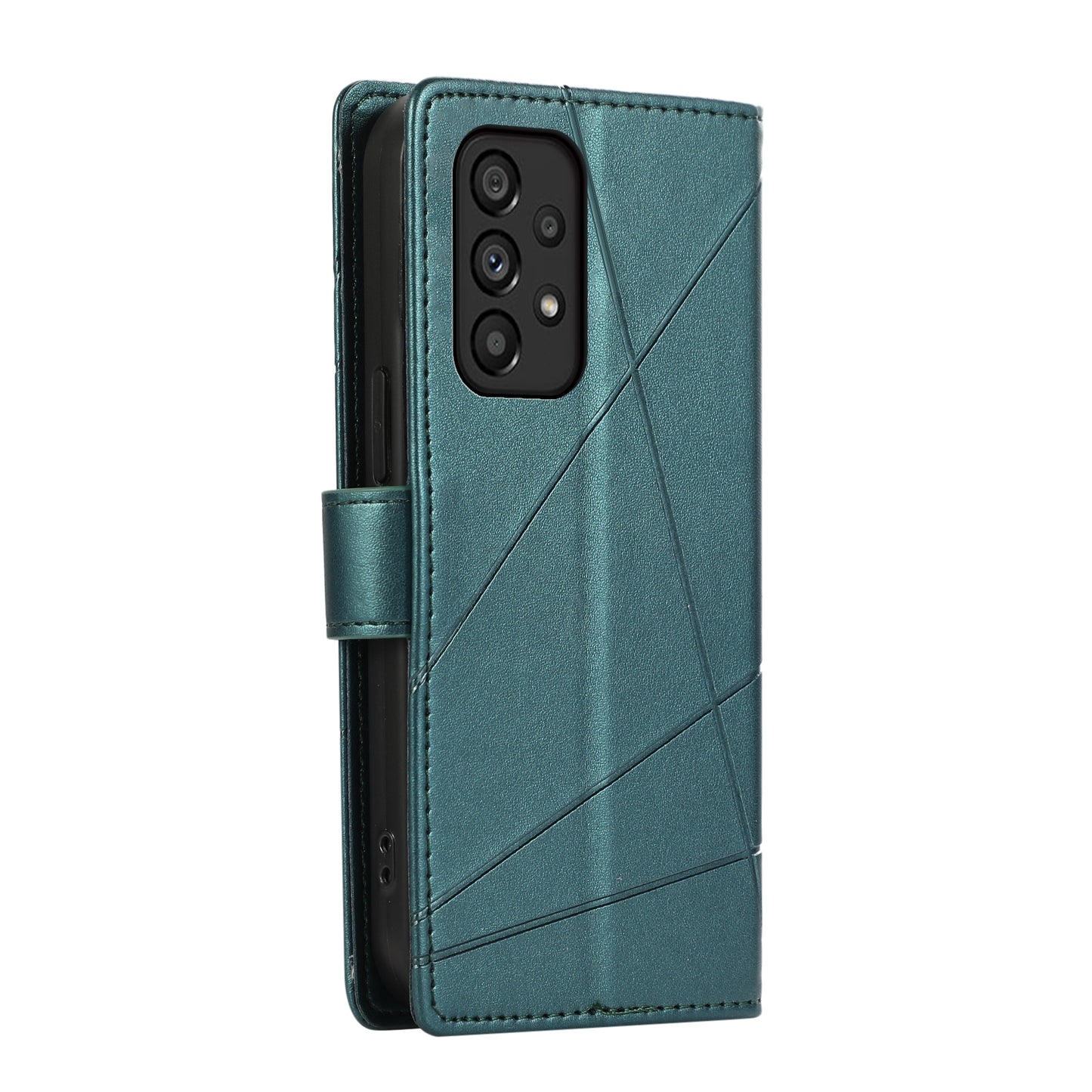 For Samsung Galaxy A53 5G Genuine Leather Texture Embossed Line Phone Case with Card Wallet & Kickstand