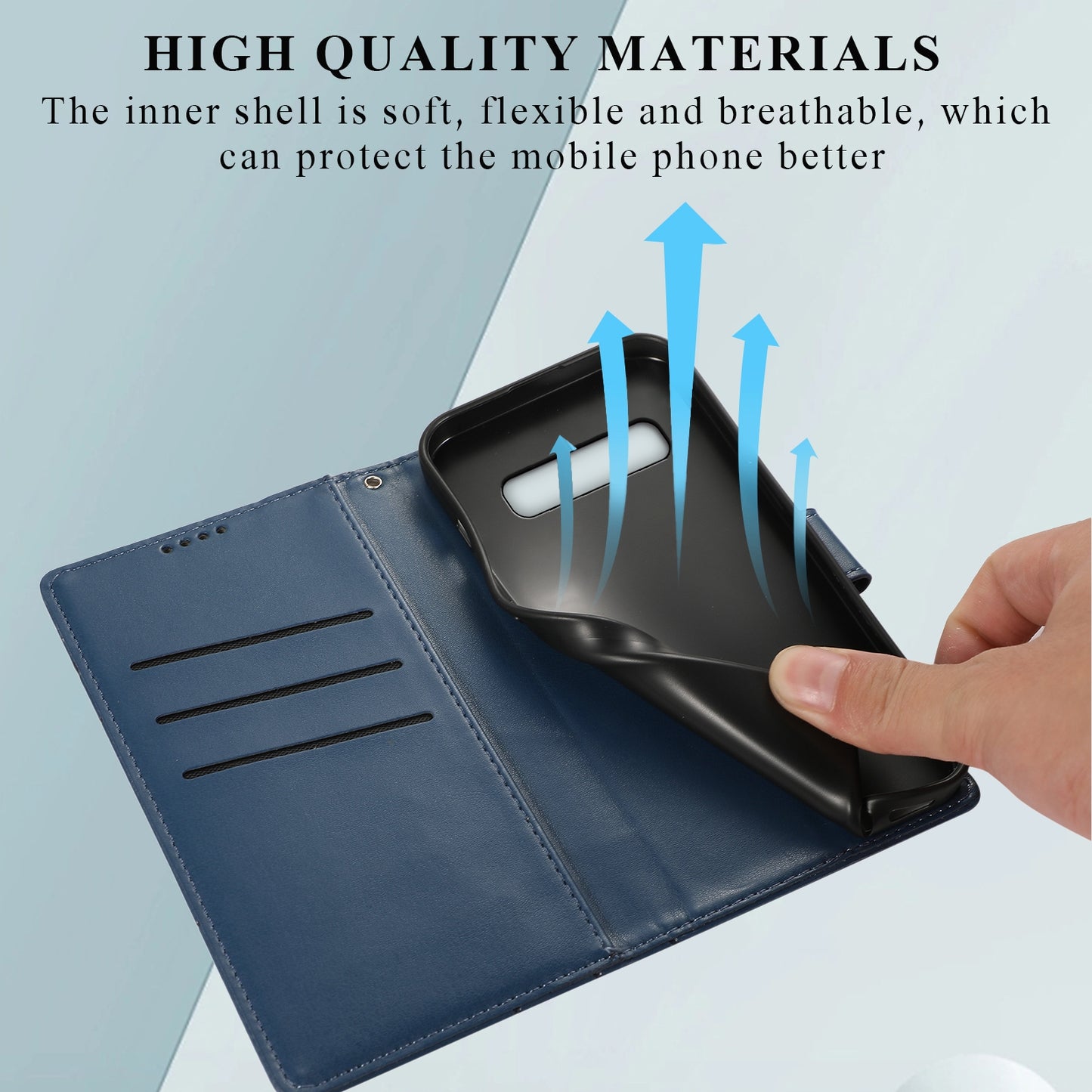 For Samsung Galaxy S10 Genuine Leather Texture Embossed Line Phone Case with Card Wallet & Kickstand